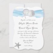 サンドドルアンドスターフィッシュブルーカリブのビーチ 招待状 (正面)