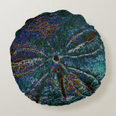 サンドドルアート抽象芸術ブルーパターンギフトの好意 ラウンドクッション (裏面)