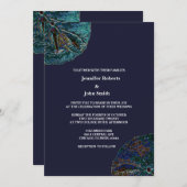 サンドドルアート抽象芸術ブルービーチ結婚式 招待状 (正面/裏面)