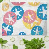 サンドドルイエローレッドブルー キッチンタオル (折り畳み)