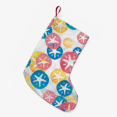 サンドドルイエローレッドブルー スモールクリスマスストッキング (正面 (吊り時))