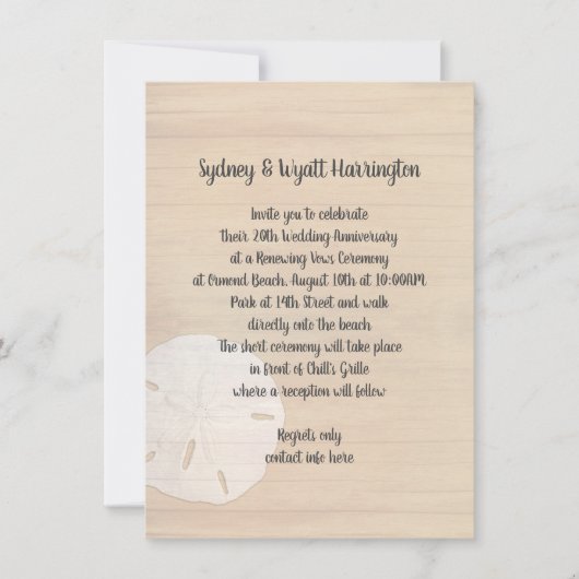 サンドドルウッドビーチウォーズ記念日招待状 招待状 (正面)