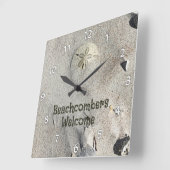 サンドドルオンビーチ パーソナライズされた スクエア壁時計 (傾斜)