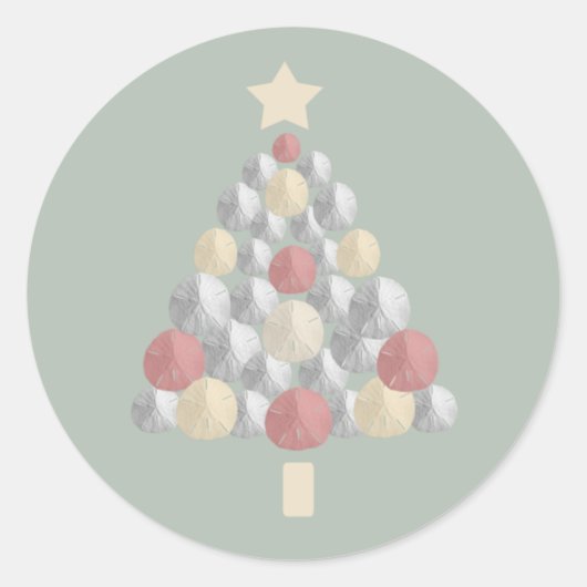 サンドドルクリスマスツリー（緑） ラウンドシール (正面)