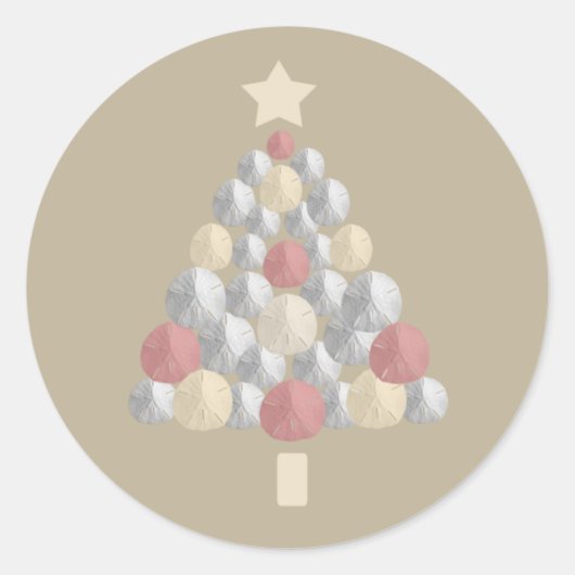 サンドドルクリスマスツリー（薄茶色） ラウンドシール (正面)