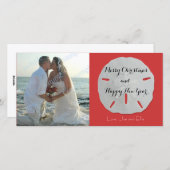 サンドドルクリスマスフォトカ赤と白ード シーズンカード (正面/裏面)