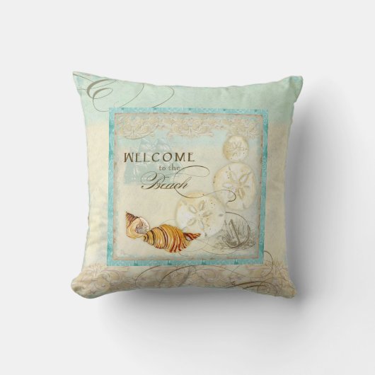 サンドドルシェル沿岸ビーチホームデコールピロー クッション (正面)