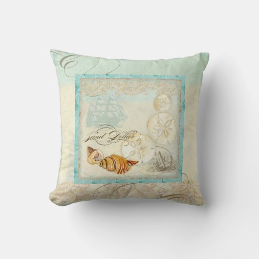 サンドドルシェル沿岸ビーチホームデコールピロー クッション (正面)