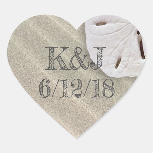 サンドドルシーサイド結婚式用シール ハートシール (正面)