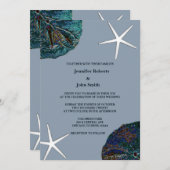 サンドドルシーシェルアートダスティブルービーチ結婚式 招待状 (正面/裏面)