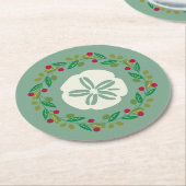 サンドドルシーシェルクリスマスリース ラウンドペーパーコースター (アングル)
