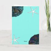 サンドドルシーシェルティール(緑がかった色)アートビーチ結婚式 招待状 (裏面)