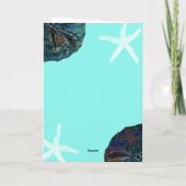 サンドドルシーシェルティール（緑がかった色）抽象芸術ビーチ結婚式 招待状 (裏面)