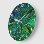サンドドルシーシェルビーチ抽象芸術ブルーグリーン ラージ壁時計 (傾斜)