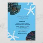 サンドドルシーシェル抽象芸術ブルービーチ結婚式 招待状 (正面/裏面)