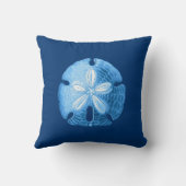 サンドドルシーライフプリント、インディゴブルーとホワイト クッション (裏面)
