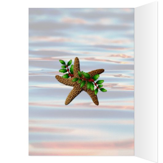 サンドドルスターフィッシュビーチクリスマスフォールディングカード (内側 (左))