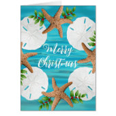 サンドドルスターフィッシュビーチクリスマスフォールディングカード (正面)