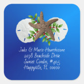 サンドドルスターフィッシュブルーアドレス封筒用シール スクエアシール (正面)