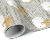 サンドドルスターフィッシュ素朴ビーチ流木 ラッピングペーパー (ロールコーナー)