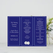 サンドドルネイビートリフォールド結婚式 プログラムテンプレート (スタンド正面)