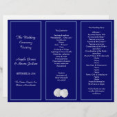 サンドドルネイビートリフォールド結婚式 プログラムテンプレート (正面/裏面)
