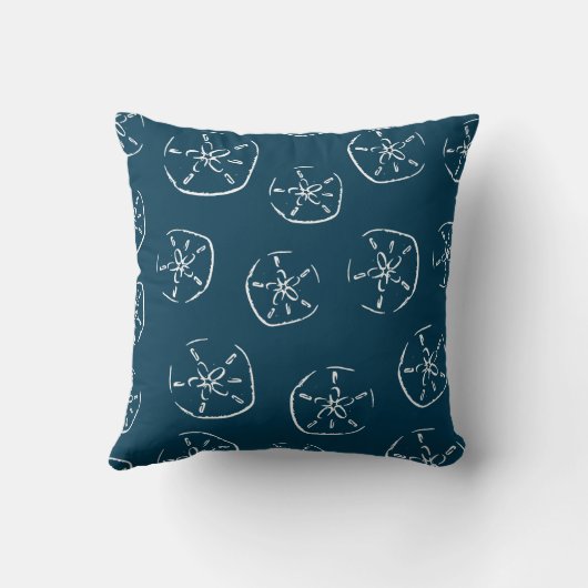サンドドルパターンスケッチ海ブルー クッション (裏面)
