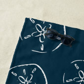 サンドドルパターンスケッチ海ブルー ビーチタオル (インサイチュ)