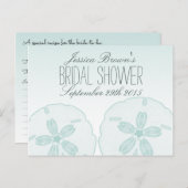 サンドドルビーチブライダルシャワーレシピカード インビテーションポストカード (正面/裏面)