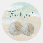 サンドドルビーチ結婚式ありがとう ラウンドシール (正面)