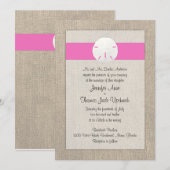 サンドドルビーチ結婚式招待状-ピンク 招待状 (正面/裏面)