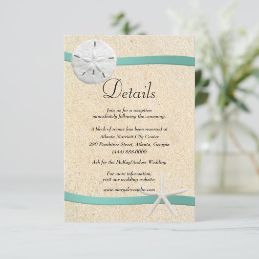 サンドドルビーチ結婚式詳細 エンクロージャーカード (スタンド正面)