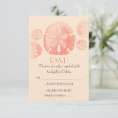 サンドドルビーチ結婚式RSVPカード 出欠カード (スタンド正面)