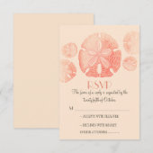 サンドドルビーチ結婚式RSVPカード 出欠カード (正面/裏面)