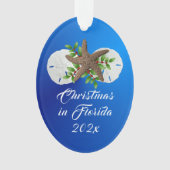 サンドドルブルークリスマスバケーションキープサケ オーナメント (正面)