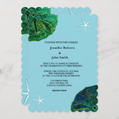 サンドドルブルーサンドドルビーチヒトデ結婚ス 招待状 (正面/裏面)