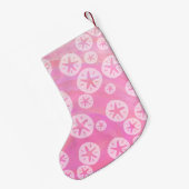 サンドドルホワイトとピンク スモールクリスマスストッキング (裏面 (吊り時))