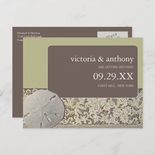 サンドドルレース、ヴィンテージビーチ日付を保存 案内ポストカード (正面/裏面)