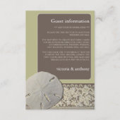 サンドドルレース、ヴィンテージビーチ結婚式詳細 エンクロージャーカード (正面)