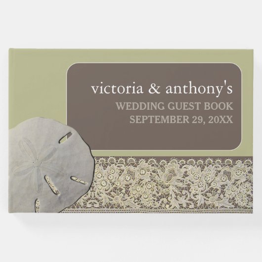 サンドドルレース、ヴィンテージビーチ結婚式 ゲストブック (正面)