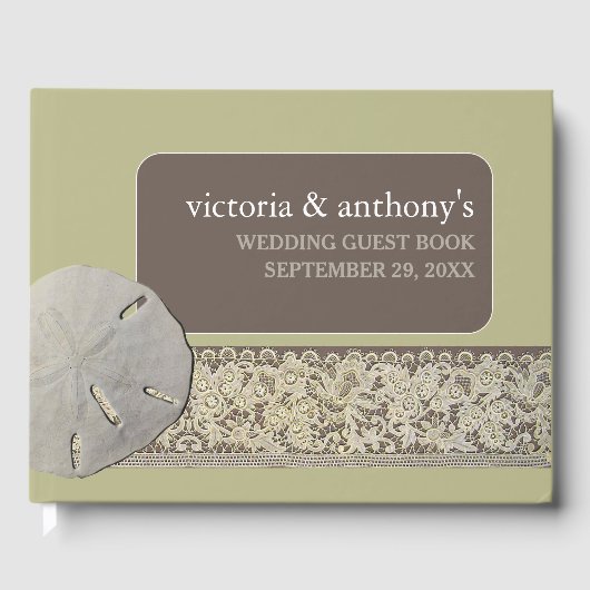 サンドドルレース、ヴィンテージビーチ結婚式 ゲストブック (正面)