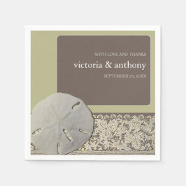 サンドドルレース、ヴィンテージビーチ結婚式 スタンダードカクテルナプキン