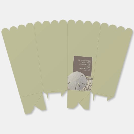 サンドドルレース、ヴィンテージビーチ結婚式 フェイバーボックス (見開き)