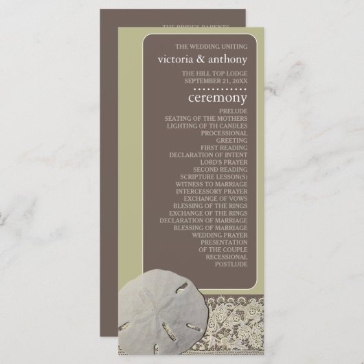 サンドドルレース、ヴィンテージビーチ結婚式 プログラム (正面/裏面)