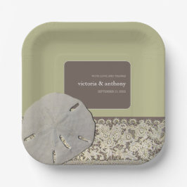 サンドドルレース、ヴィンテージビーチ結婚式 ペーパープレート