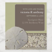 サンドドルレース、ヴィンテージビーチ結婚式 ワインラベル (シングルラベル)