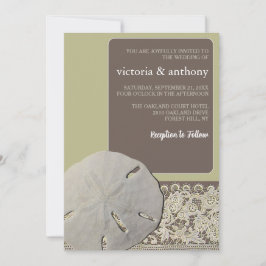 サンドドルレース、ヴィンテージビーチ結婚式 招待状