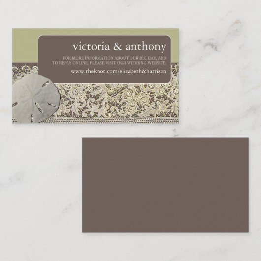 サンドドルレース，ヴィンテージビーチ結婚式Webサイト エンクロージャーカード (正面/裏面)