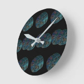 サンドドル抽象芸術アートブルーブラックギフトの好意 ラウンド壁時計 (傾斜)