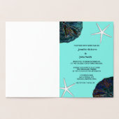 サンドドル抽象芸術シーシェルティール(緑がかった色)ビーチ結婚式 箔カード (内部)